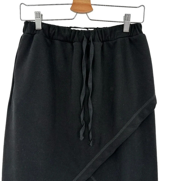 Adeptt Adira Skirt Asymmetric‎ Pencil Drawstring Midi Cotton Black Size Large - Picture 3 of 14